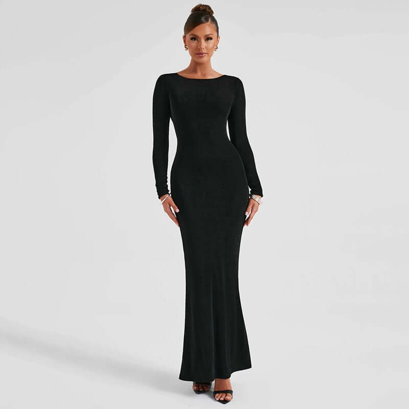 Long Sleeve Serenity Backless Maxi Dress