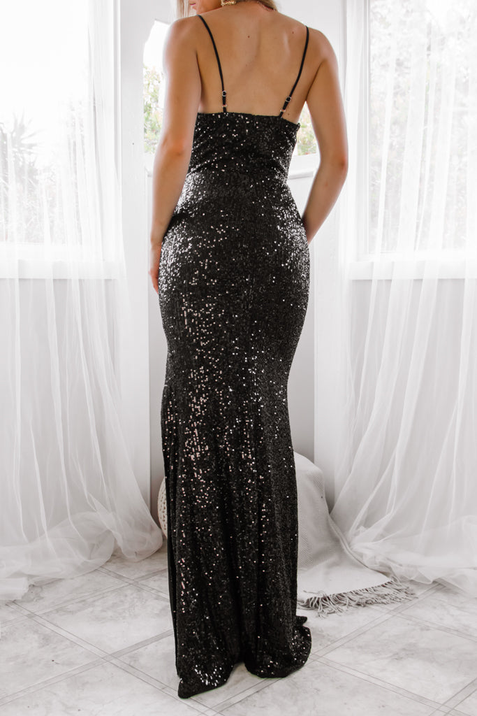Liana Sequin Gown - Black