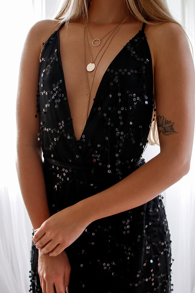 Alaya Sequin Dress - Black