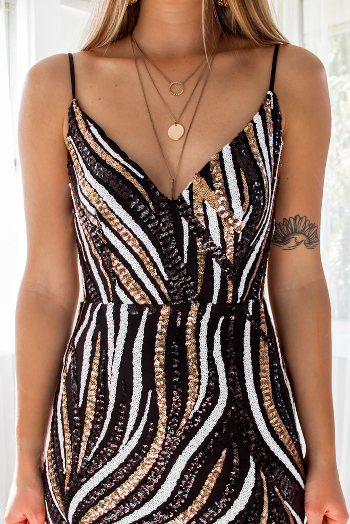 Harper Sequin Gown - Black