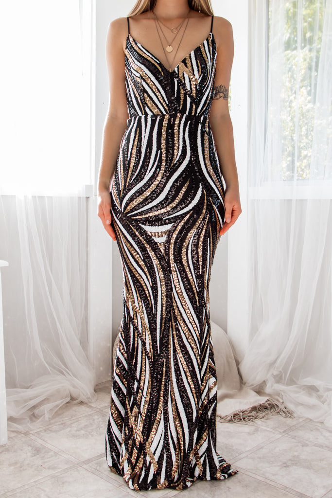 Harper Sequin Gown - Black