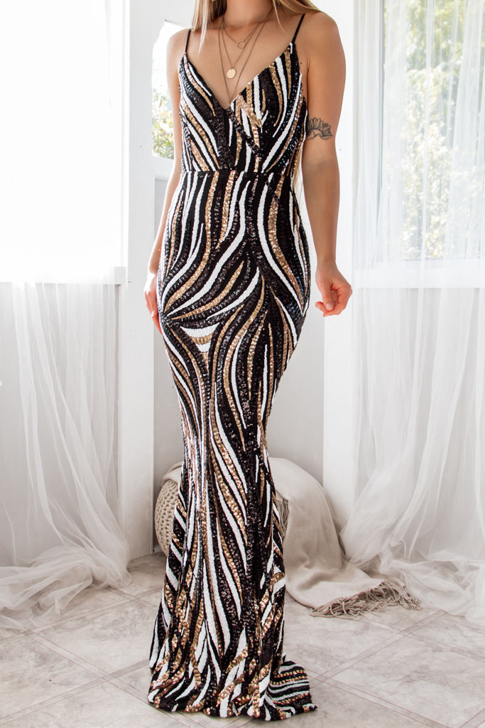 Harper Sequin Gown - Black