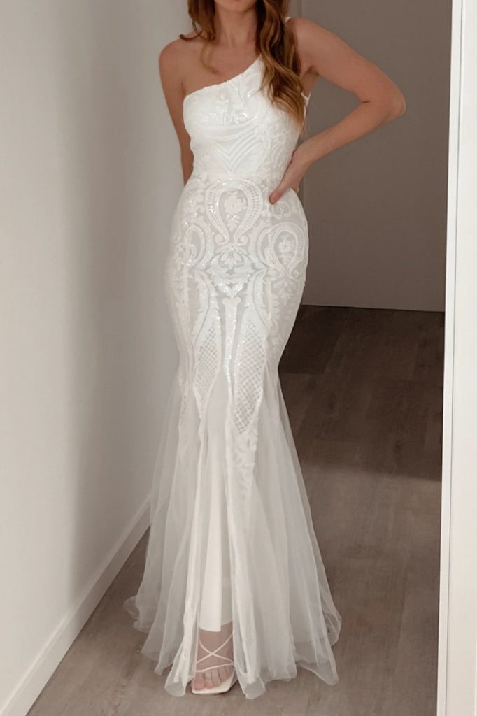 Amalia Sequin Gown - White