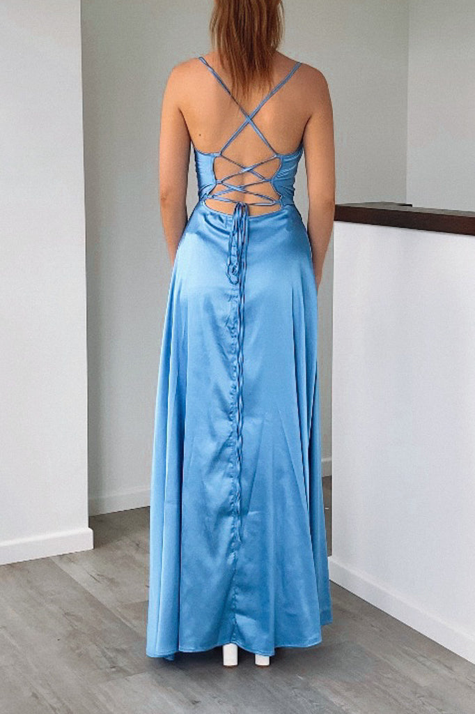 Sheila Satin Dress - Blue