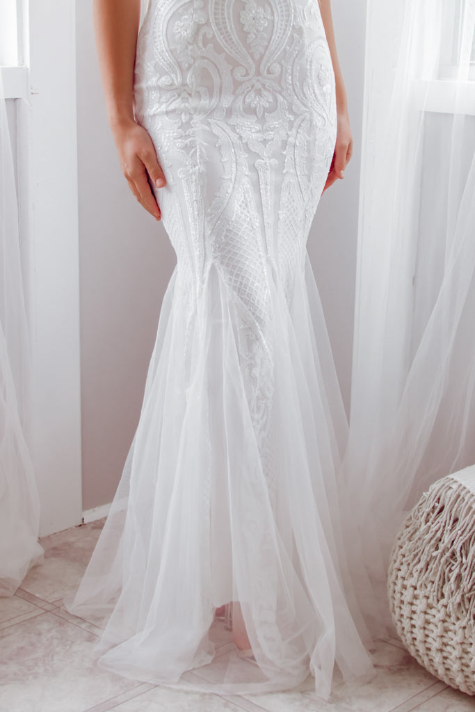 Amalia Sequin Gown - White