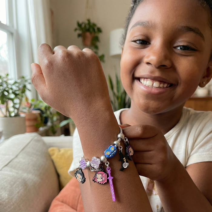 Bracelet-wearing photo displayed with the source listing's Emily R. testimonial