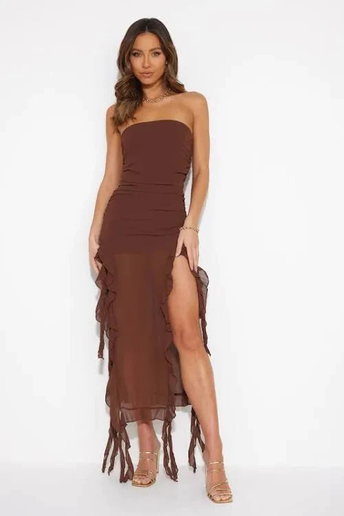 Mayan Ruffle Midi Dress