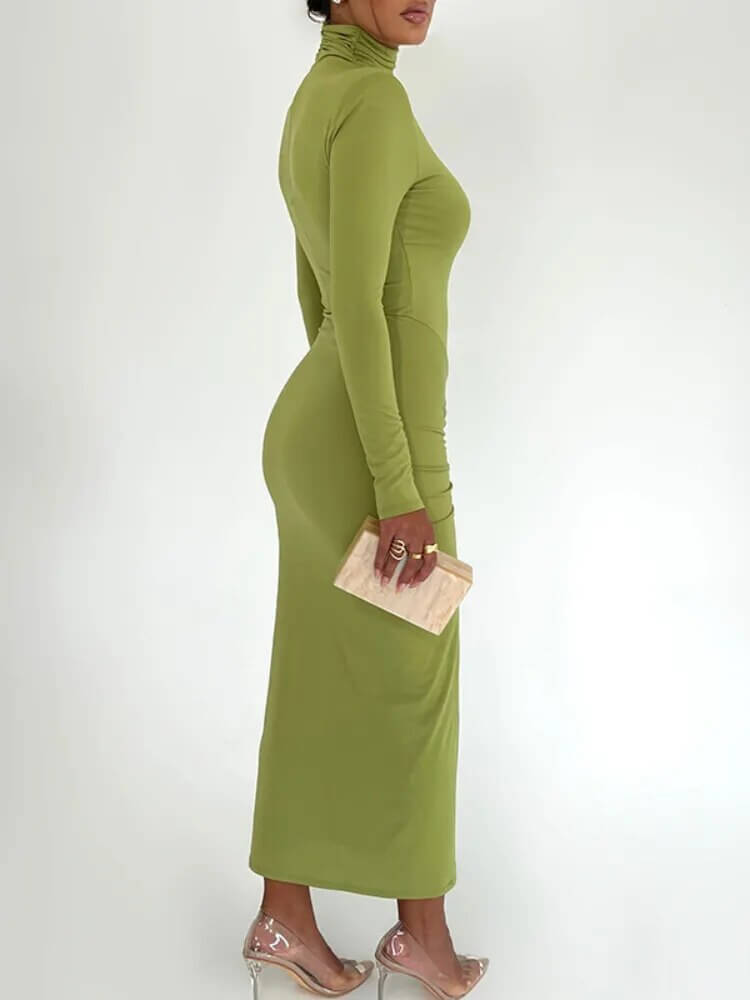 Bodycon Turtle Neck Maxi Dress