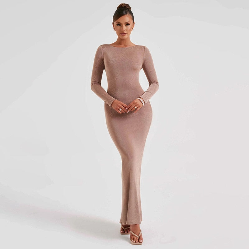 Long Sleeve Serenity Backless Maxi Dress