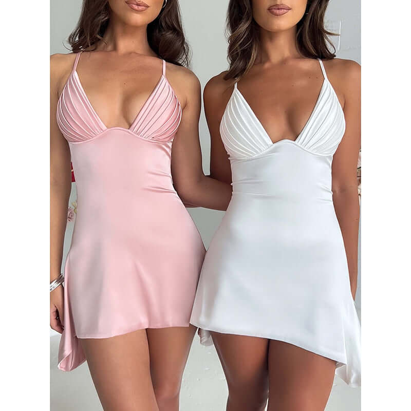 Deep Plunge Mini Dress