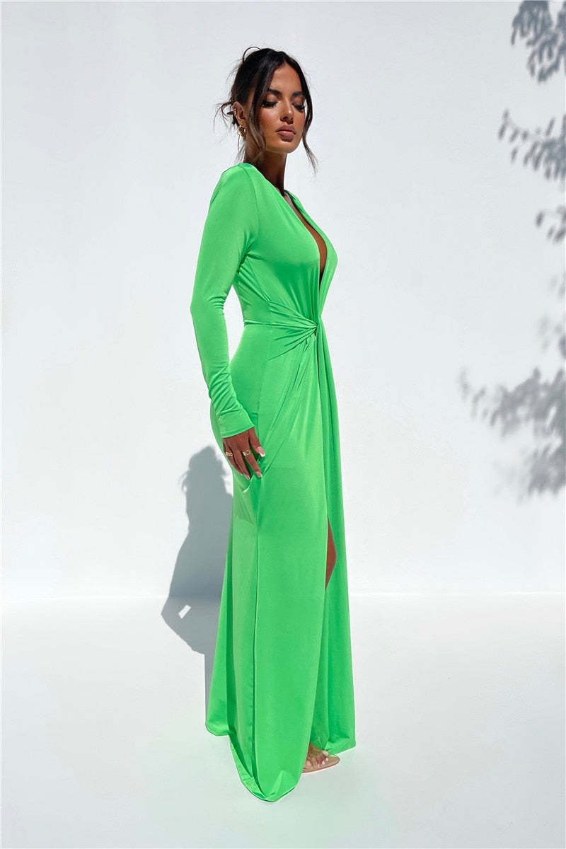 Megan Long Sleeve Split Maxi Dress