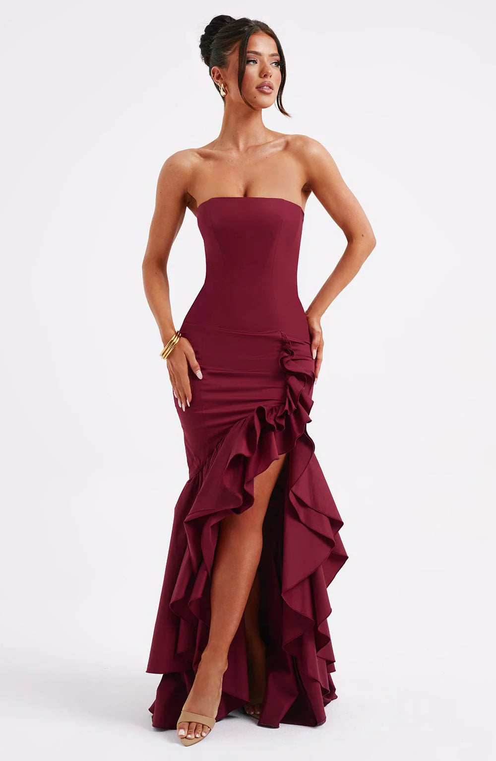 ANGELINA MAXI DRESS - BURGUNDY