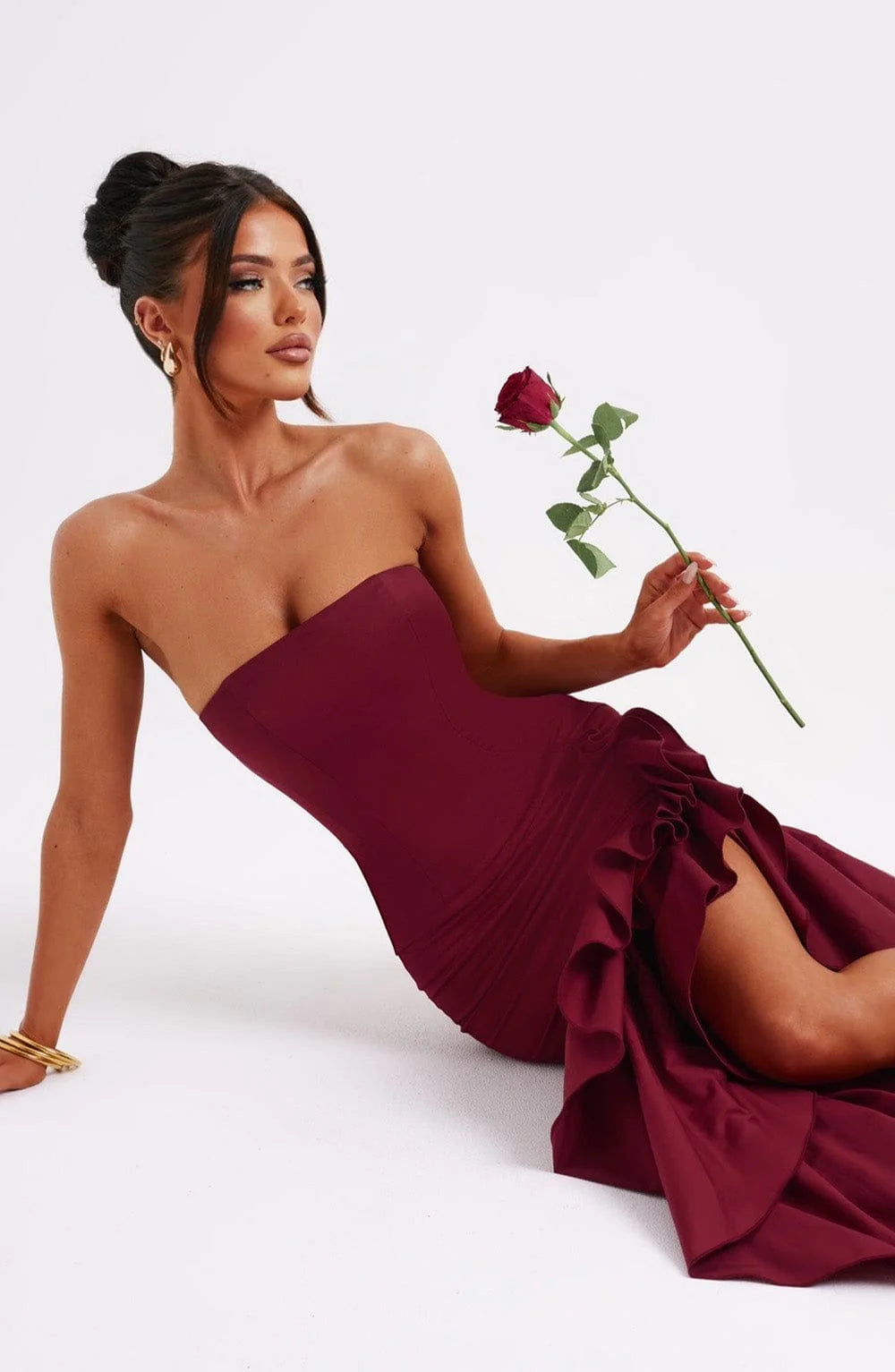 ANGELINA MAXI DRESS - BURGUNDY