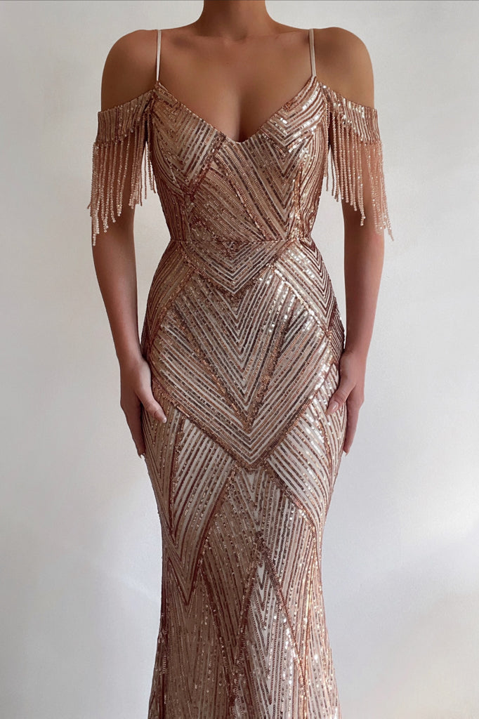 Zalora Sequin Gown - Rose Gold