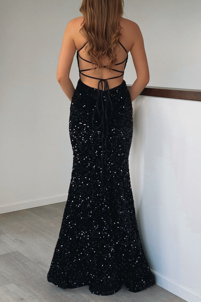 Monera Sequin Gown - Black