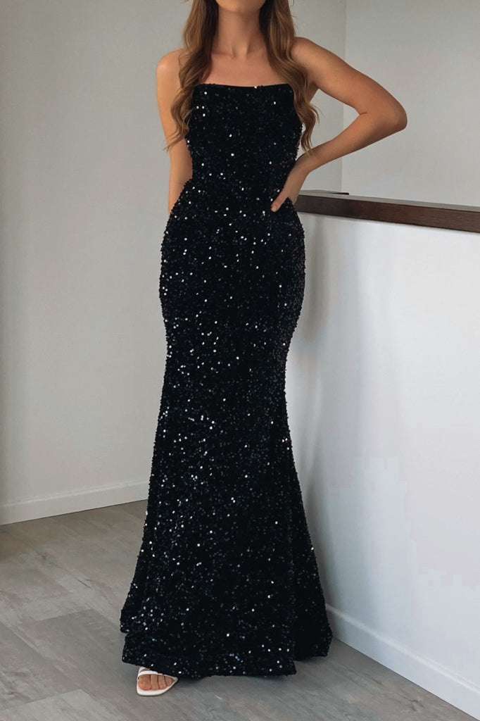 Monera Sequin Gown - Black