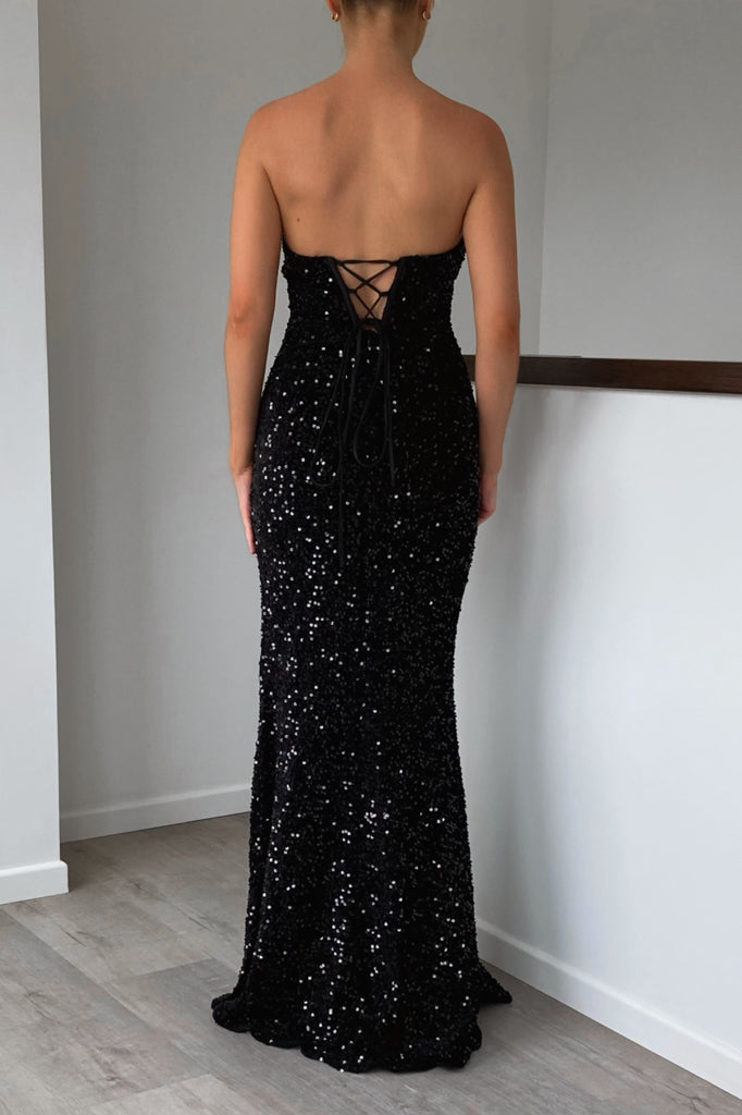 Priscilla Sequin Gown - Black