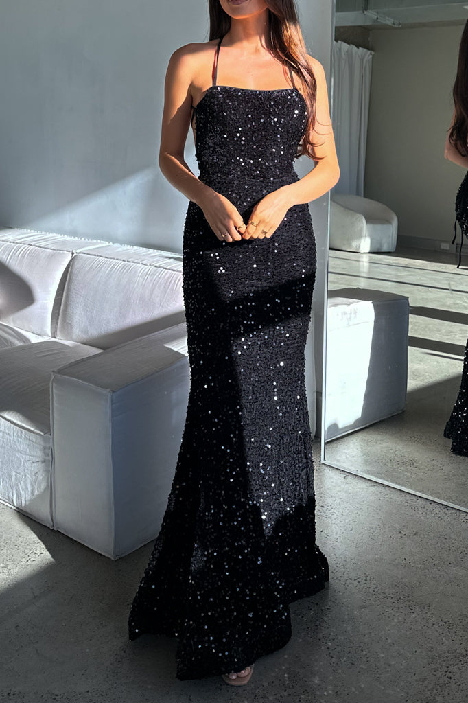 Monera Sequin Gown - Black