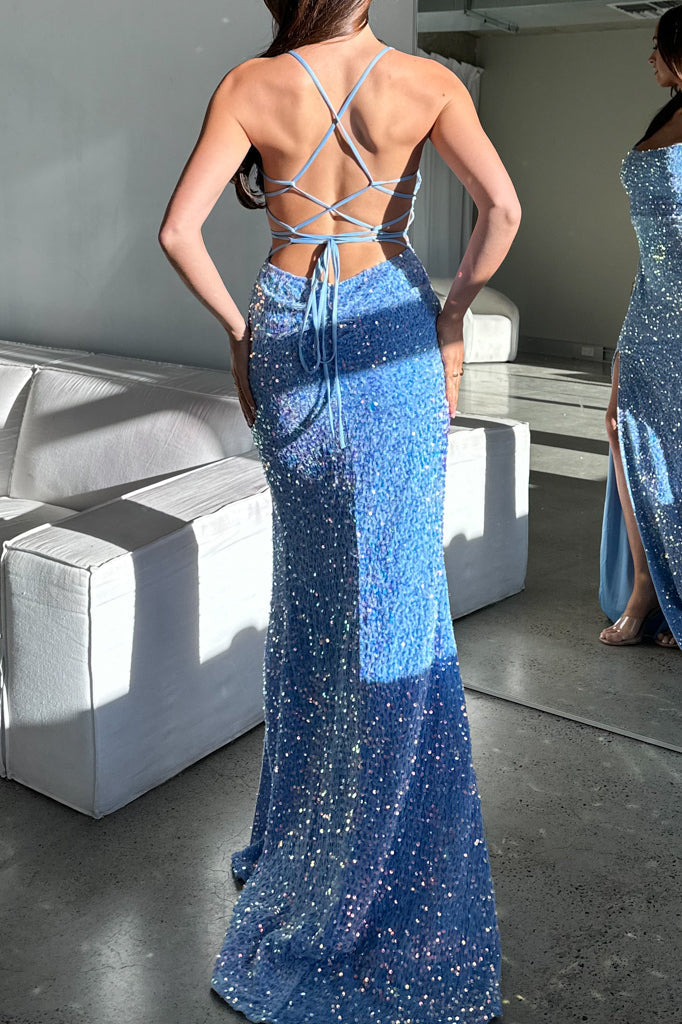 Renaya Sequin Gown - Sky Blue