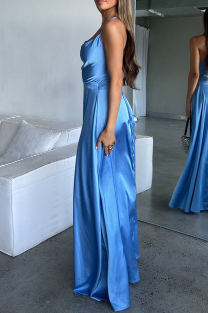 Sheila Satin Dress - Blue