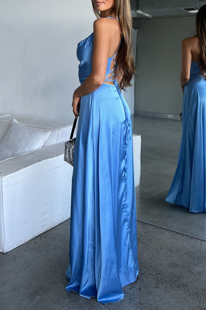 Sheila Satin Dress - Blue