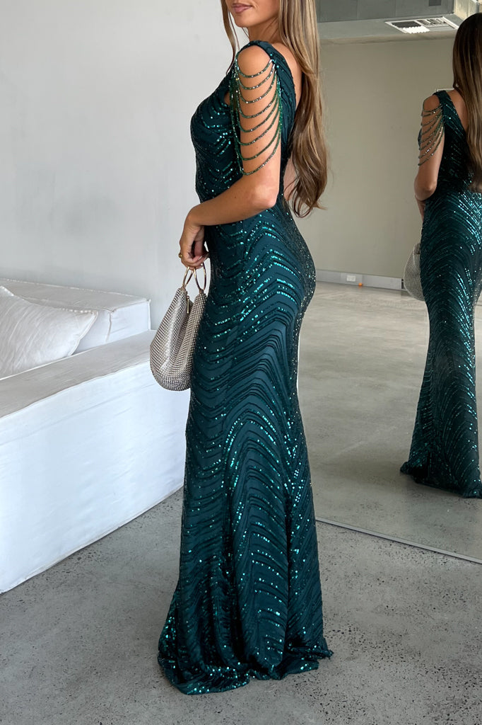 Valencia Sequin Gown - Emerald Green