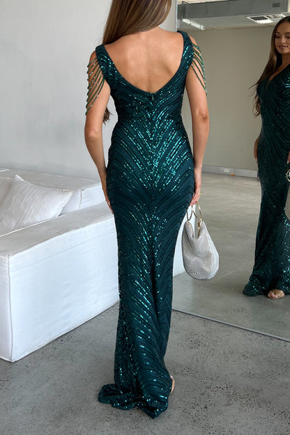Valencia Sequin Gown - Emerald Green