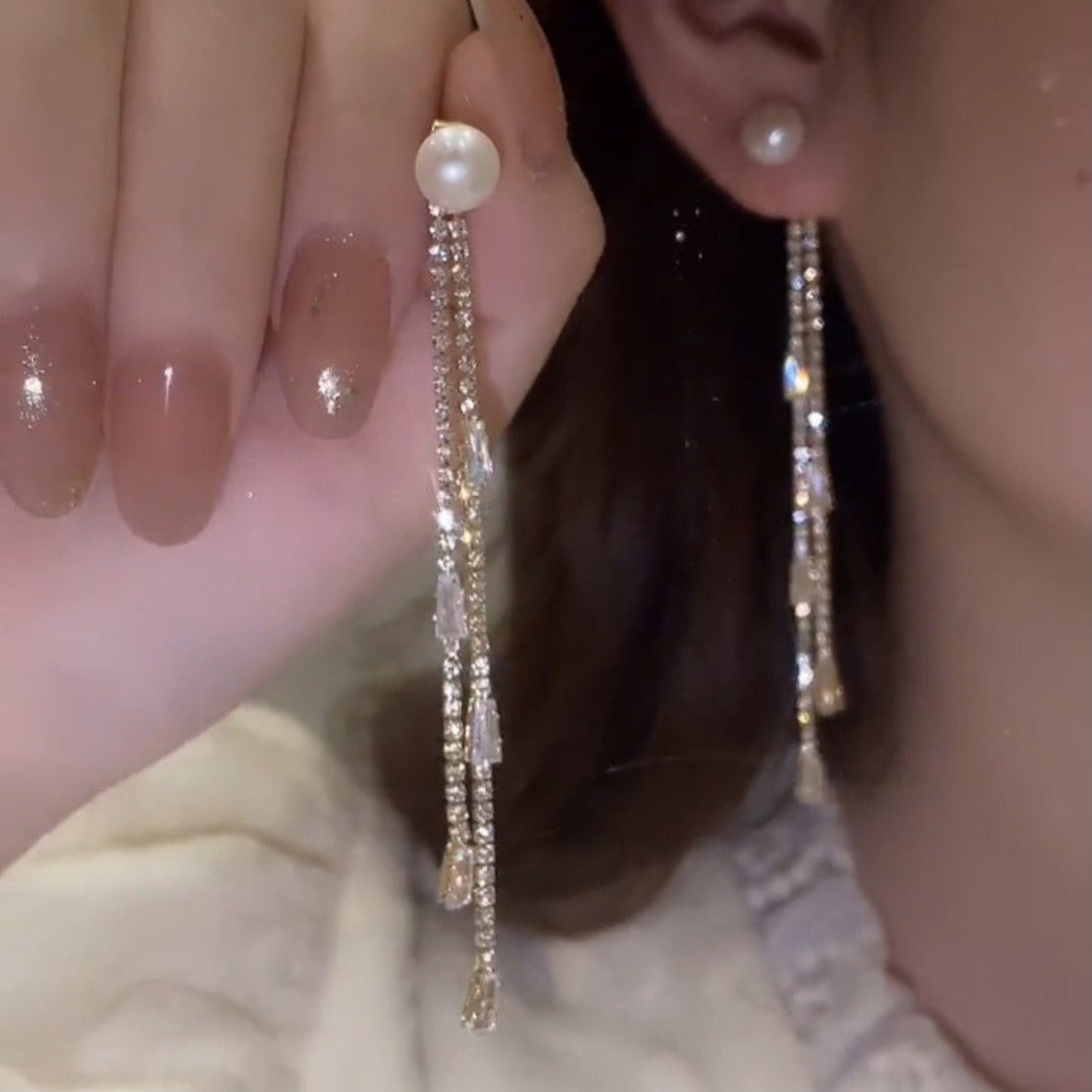 Rhinestone Hanging  Earrings