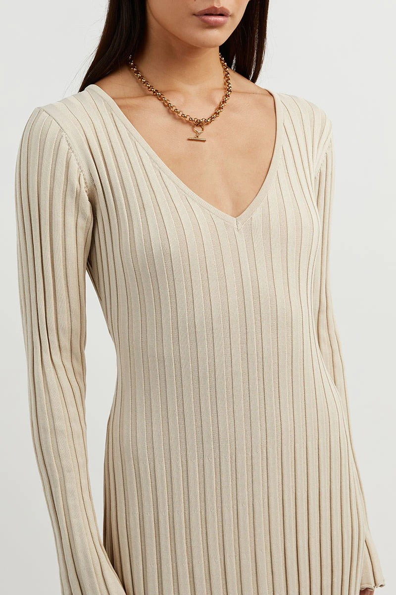 Sofia Ribbed Knitted Midi Dress