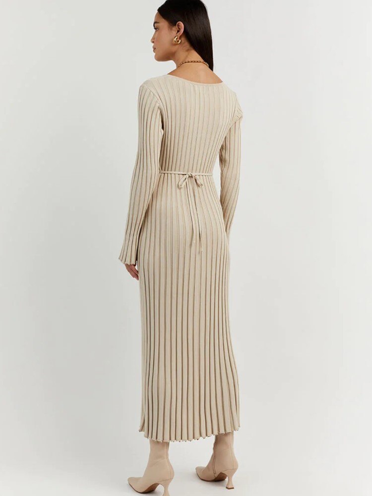 Sofia Ribbed Knitted Midi Dress