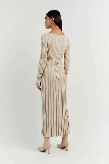 Sofia Ribbed Knitted Midi Dress
