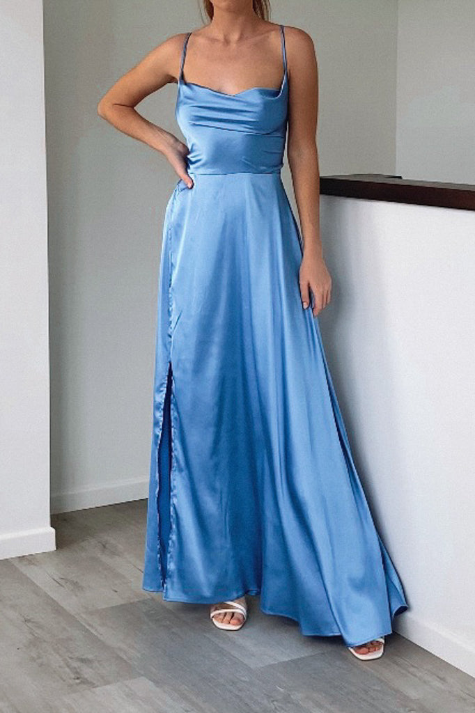 Sheila Satin Dress - Blue