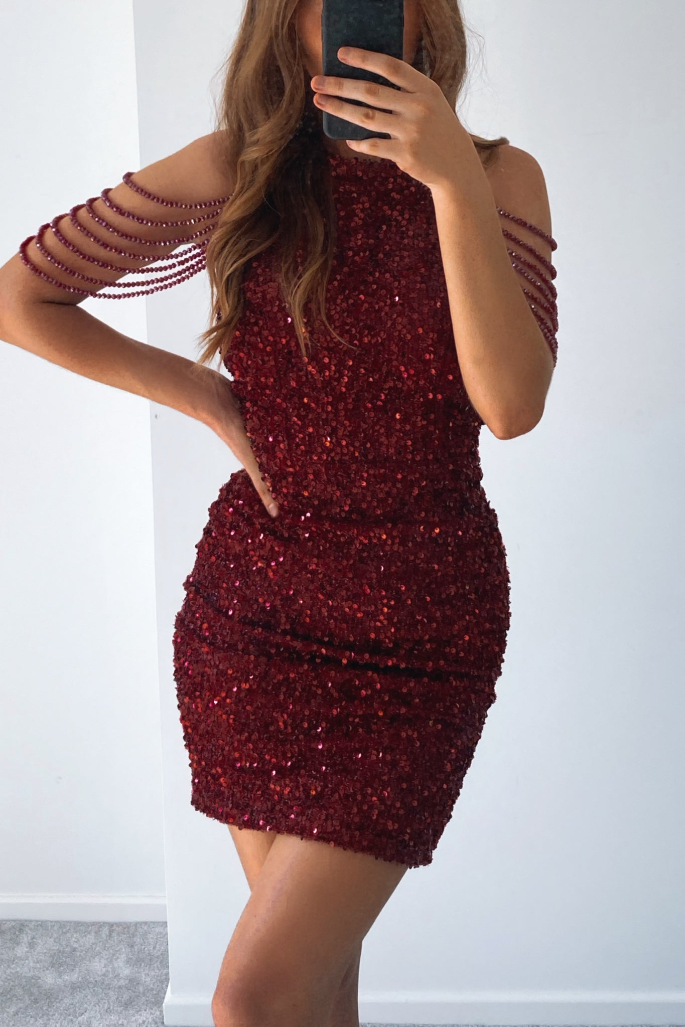 Kiera Sequin Dress - Ruby